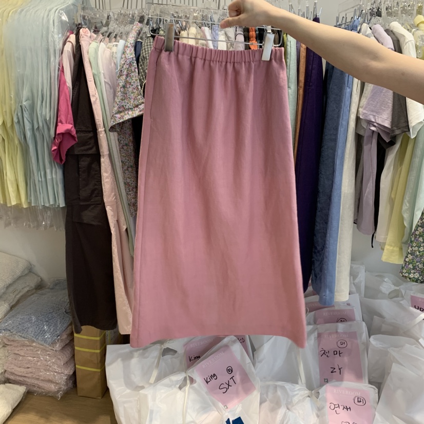 RIVEROOM韓國直郵㊣東大門實拍女裝新款人氣半身裙中短裙亞麻RIVEROOM半身裙/中短裙圖色3