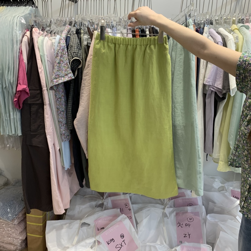 RIVEROOM韓國直郵㊣東大門實拍女裝新款人氣半身裙中短裙亞麻RIVEROOM半身裙/中短裙圖色7