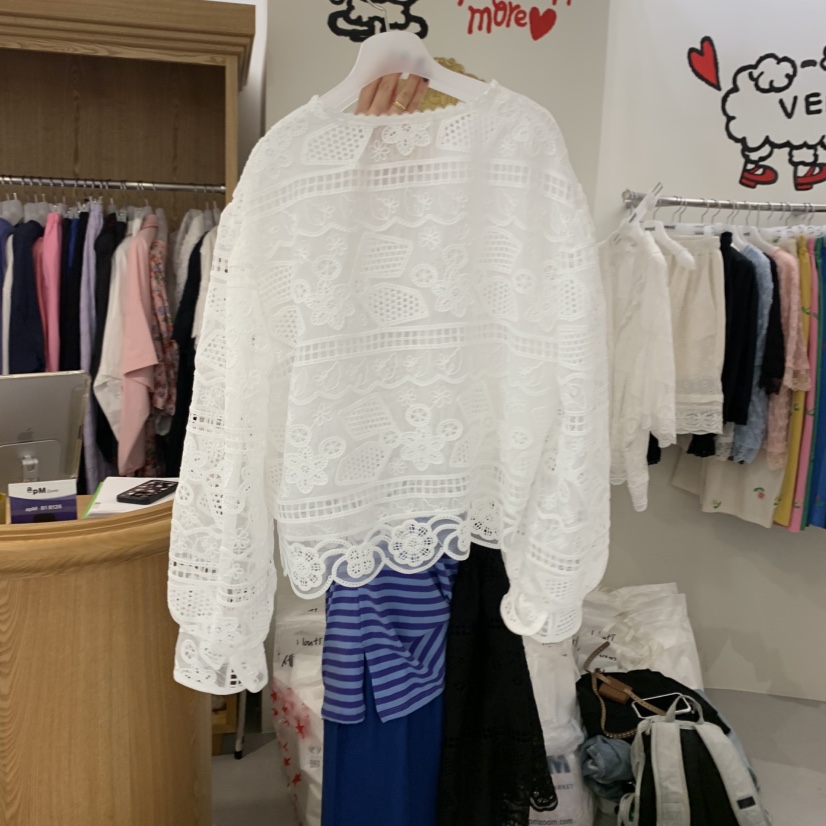 VENTI韓國直郵㊣東大門實拍女裝新款推薦25春夏襯衫蕾絲衫開衫VENTI襯衫/蕾絲衫