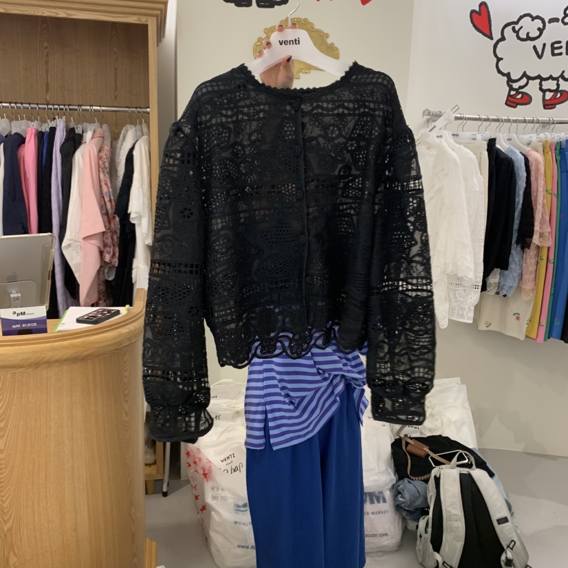 VENTI韓國直郵㊣東大門實拍女裝新款推薦25春夏襯衫蕾絲衫開衫VENTI襯衫/蕾絲衫圖色2