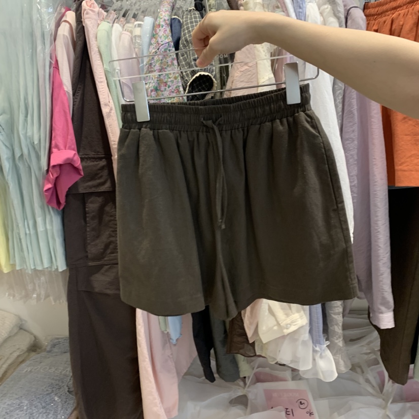 RIVEROOM韓國直郵㊣東大門實拍女裝新品熱賣時尚休閑短褲亞麻RIVEROOM短褲圖色3