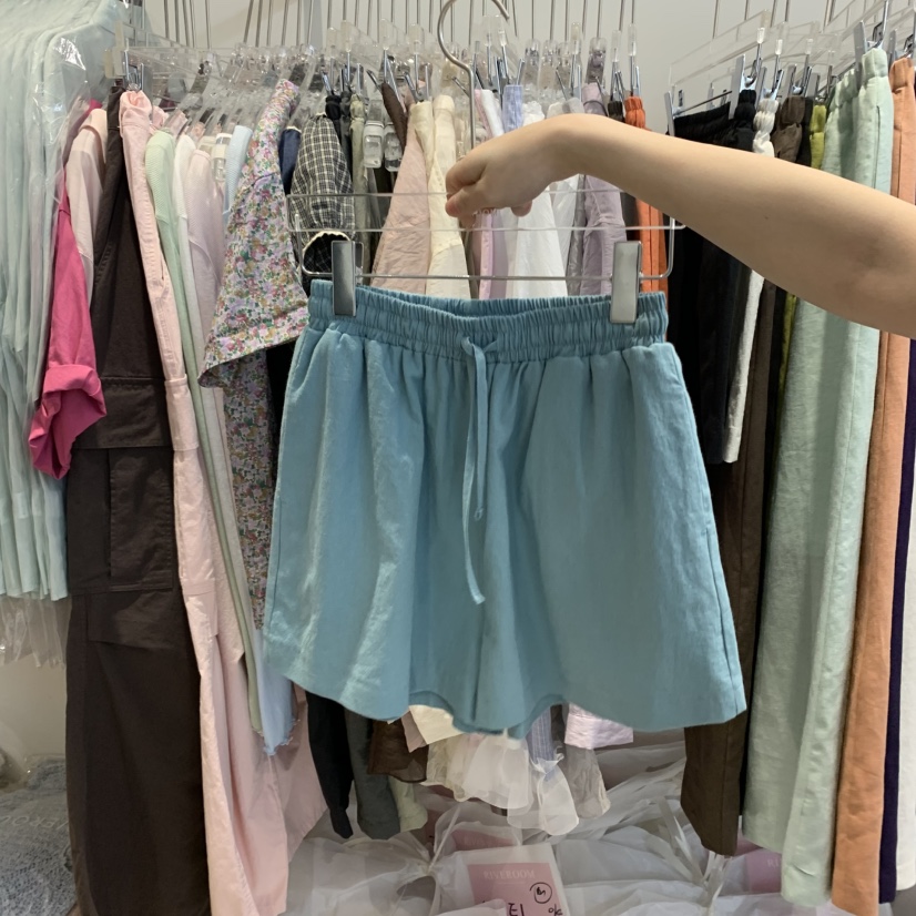 RIVEROOM韓國直郵㊣東大門實拍女裝新品熱賣時尚休閑短褲亞麻RIVEROOM短褲圖色5