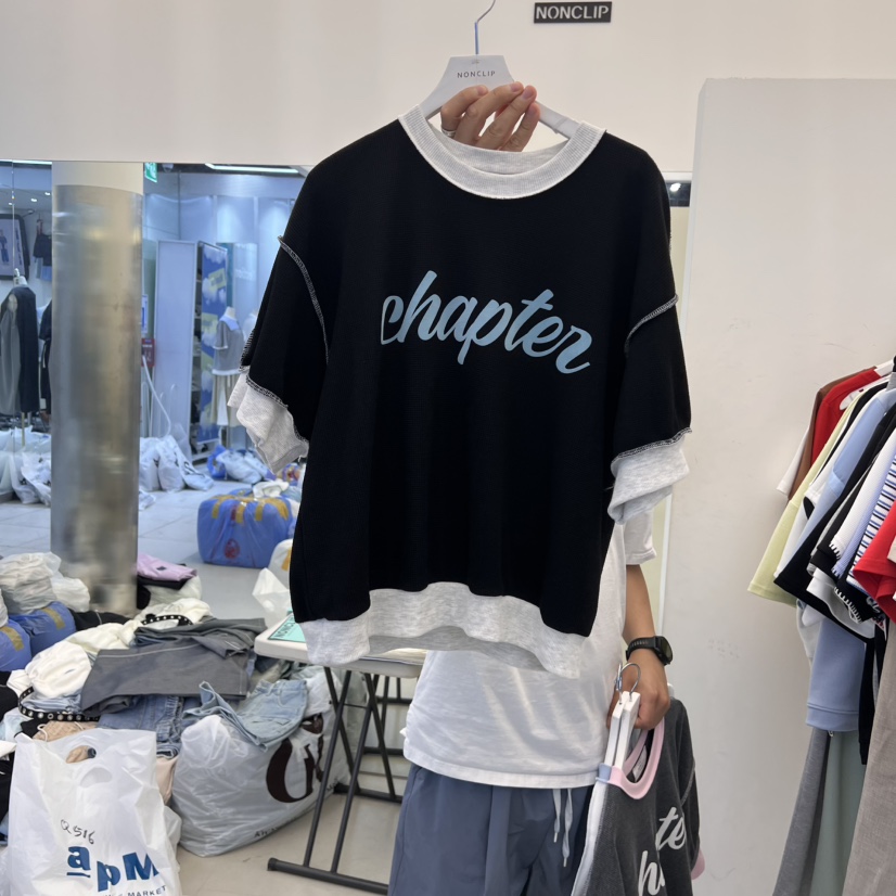 NON CLIP韓國㊣直郵東大門代購女裝新品25春夏熱賣人氣T恤NON CLIPT恤圖色2