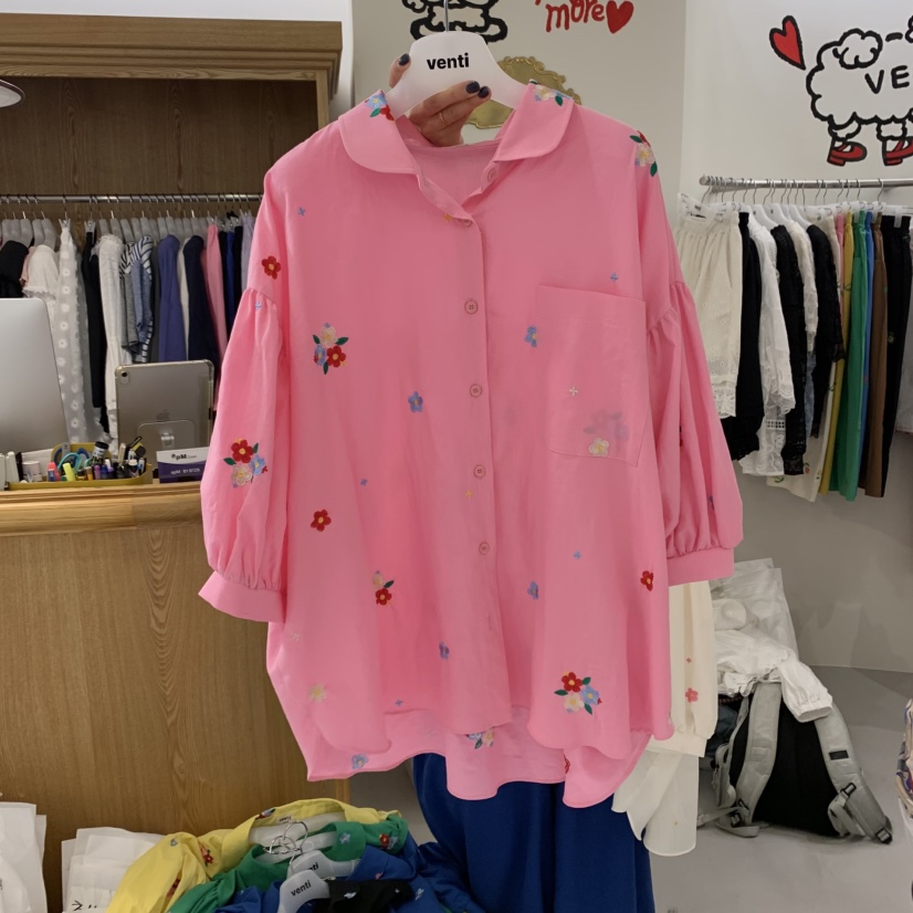 VENTI直郵韓國代購㊣女裝新品人氣推薦休閑熱賣時尚襯衫蕾絲衫VENTI襯衫/蕾絲衫圖色2
