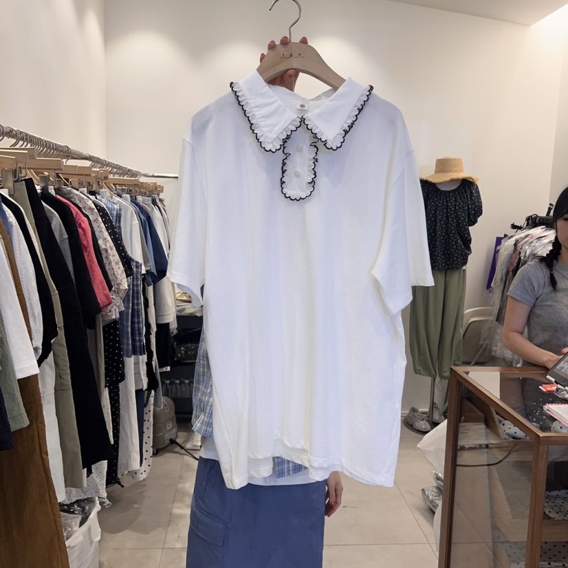 TAN&COMO韓國直郵㊣東大門實拍女裝新品人氣休閑T恤刺繡tan-COMOT恤
