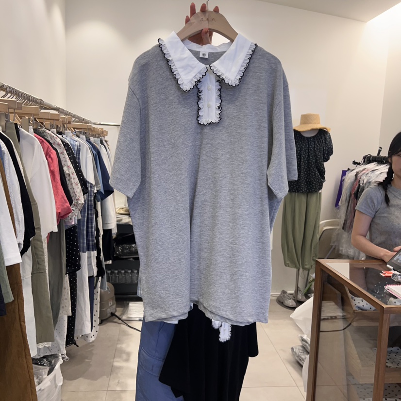 TAN&COMO韓國直郵㊣東大門實拍女裝新品人氣休閑T恤刺繡tan-COMOT恤圖色2