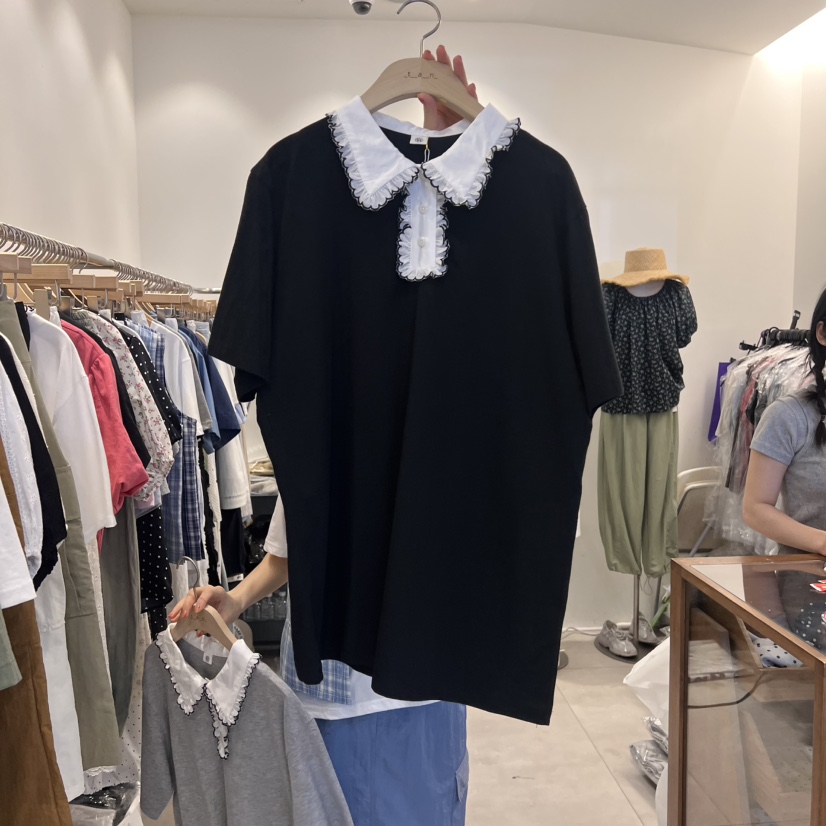 TAN&COMO韓國直郵㊣東大門實拍女裝新品人氣休閑T恤刺繡tan-COMOT恤圖色3