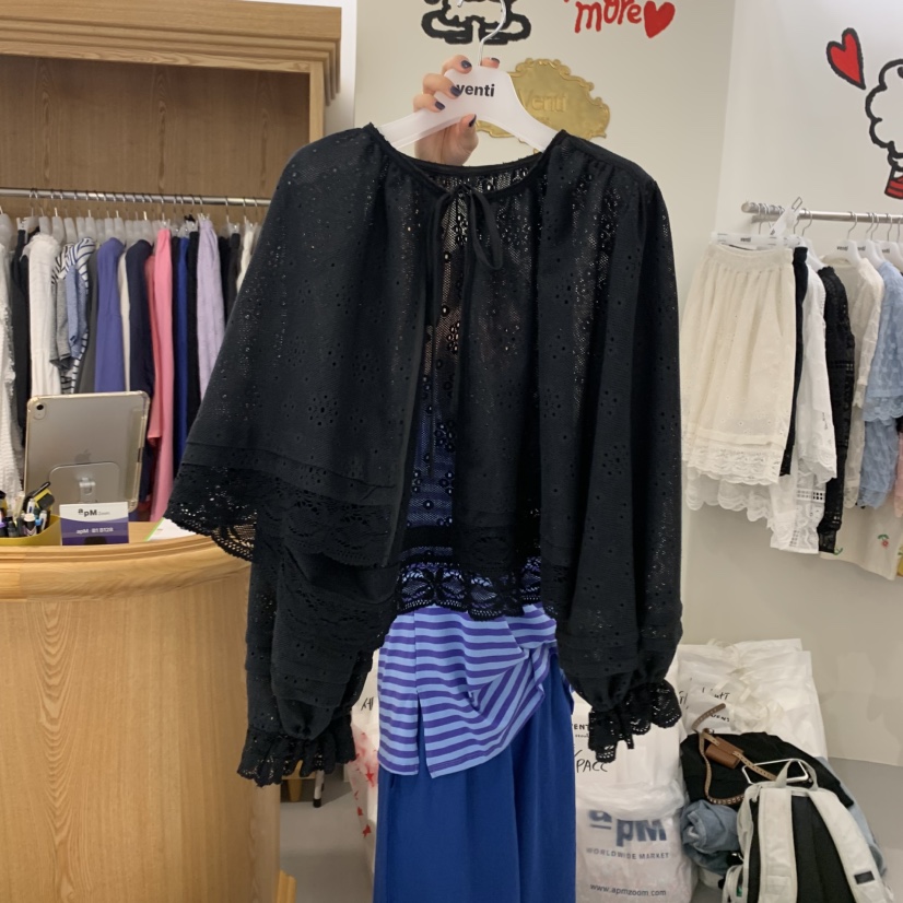VENTI直郵韓國代購㊣女裝新品人氣時尚休閑襯衫蕾絲衫蕾絲開衫VENTI襯衫/蕾絲衫圖色2