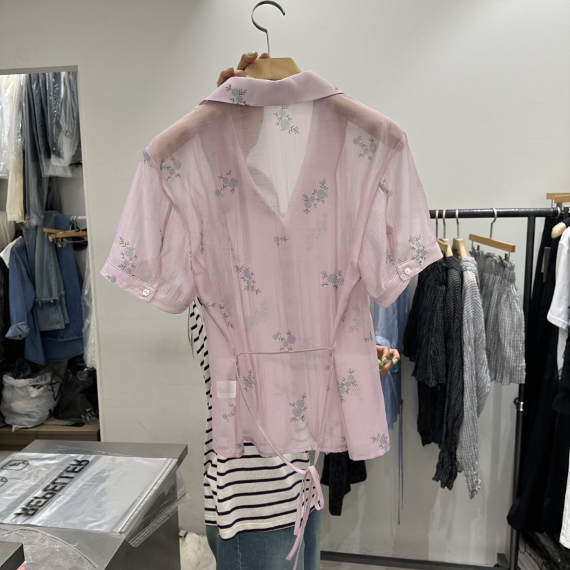 REPELLER韓國直郵㊣女裝新品休閑熱賣時尚人氣襯衫蕾絲衫天絲REPELLER襯衫/蕾絲衫