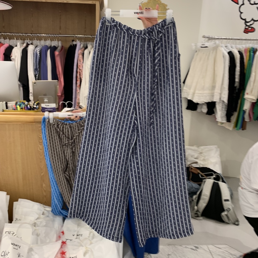 VENTI直郵韓國代購㊣女裝新款時尚熱賣休閑推薦25春夏休閑褲亞麻VENTI休閑褲圖色1