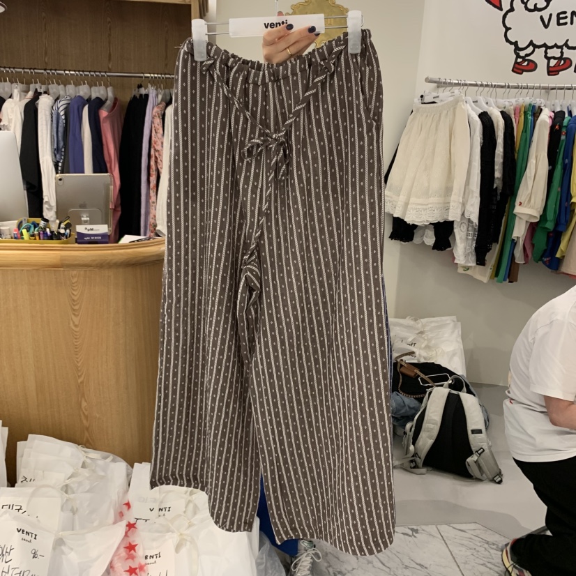 VENTI直郵韓國代購㊣女裝新款時尚熱賣休閑推薦25春夏休閑褲亞麻VENTI休閑褲圖色3