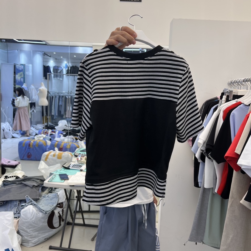 NON CLIP韓國直郵㊣東大門實拍女裝新品25春夏T恤假兩件雙面NON CLIPT恤
