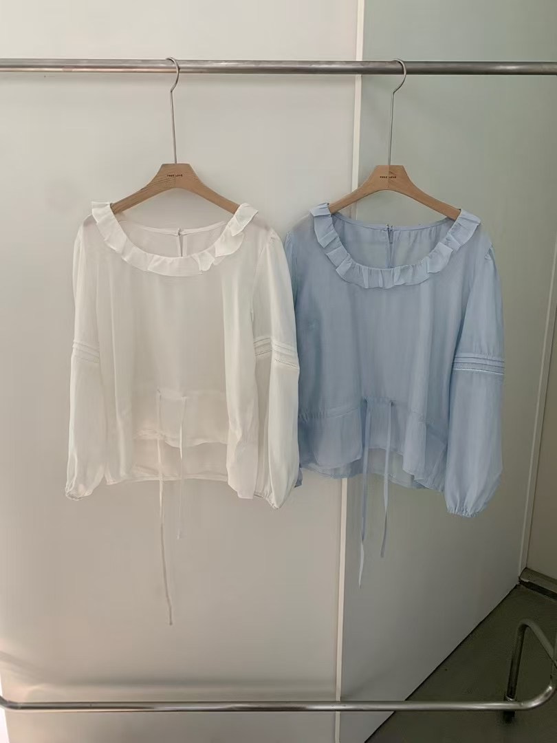 FREELOVE直郵韓國代購㊣女裝新品推薦熱賣人氣休閑襯衫蕾絲衫FREELOVE襯衫/蕾絲衫