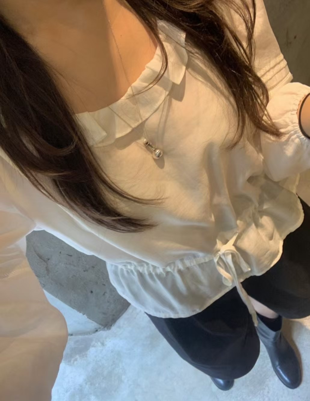 FREELOVE直郵韓國代購㊣女裝新品推薦熱賣人氣休閑襯衫蕾絲衫FREELOVE襯衫/蕾絲衫