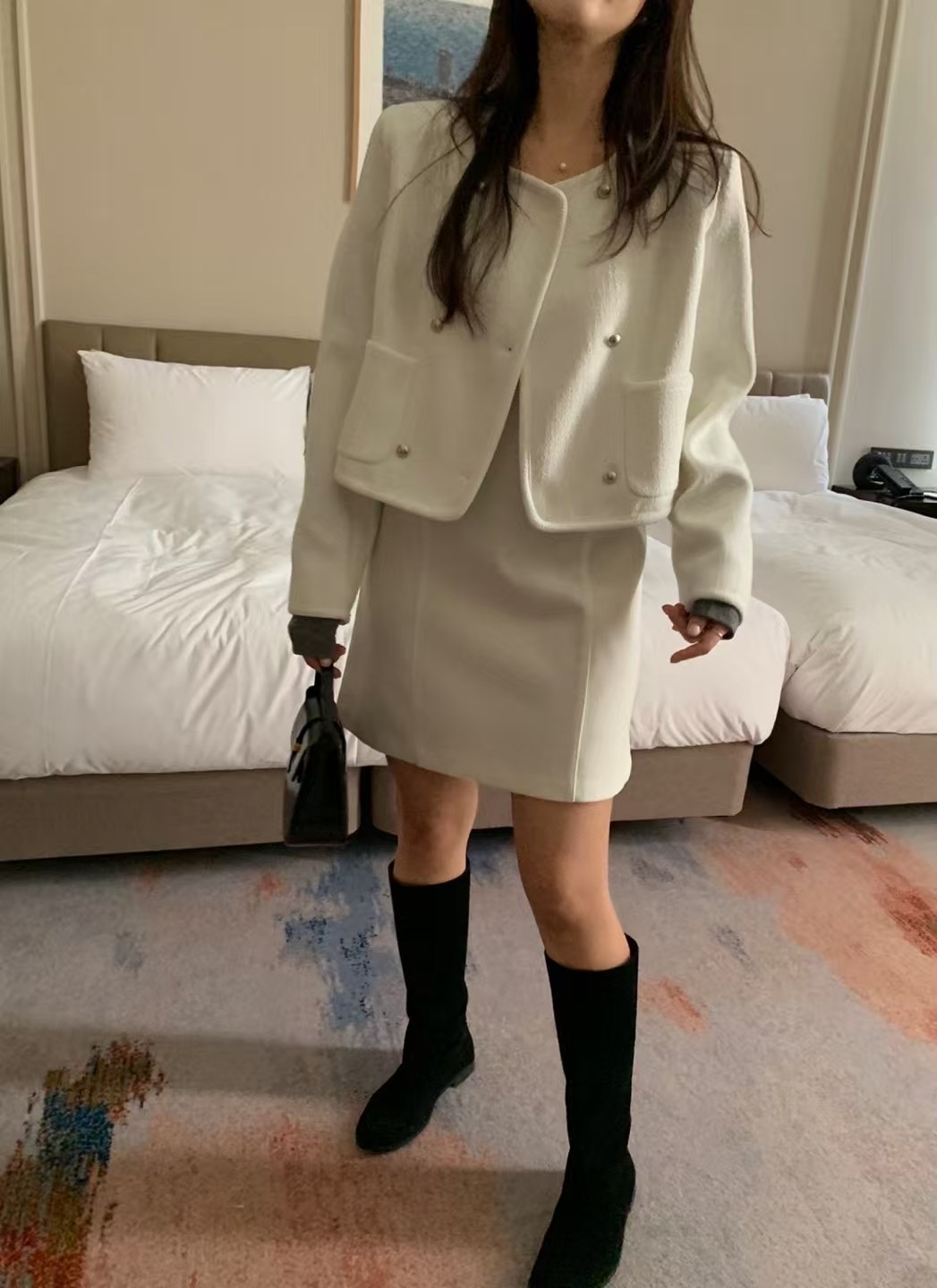 FREELOVE韓國直郵㊣女裝新品熱賣推薦時尚休閑人氣夾克花呢FREELOVE夾克