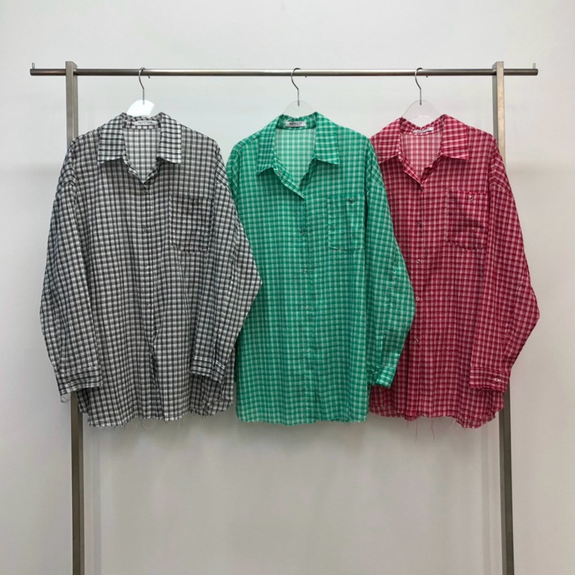 REVE CITE-L東大門代購女士新品休閑推薦25春夏襯衫蕾絲衫格紋REVE CITE襯衫/蕾絲衫