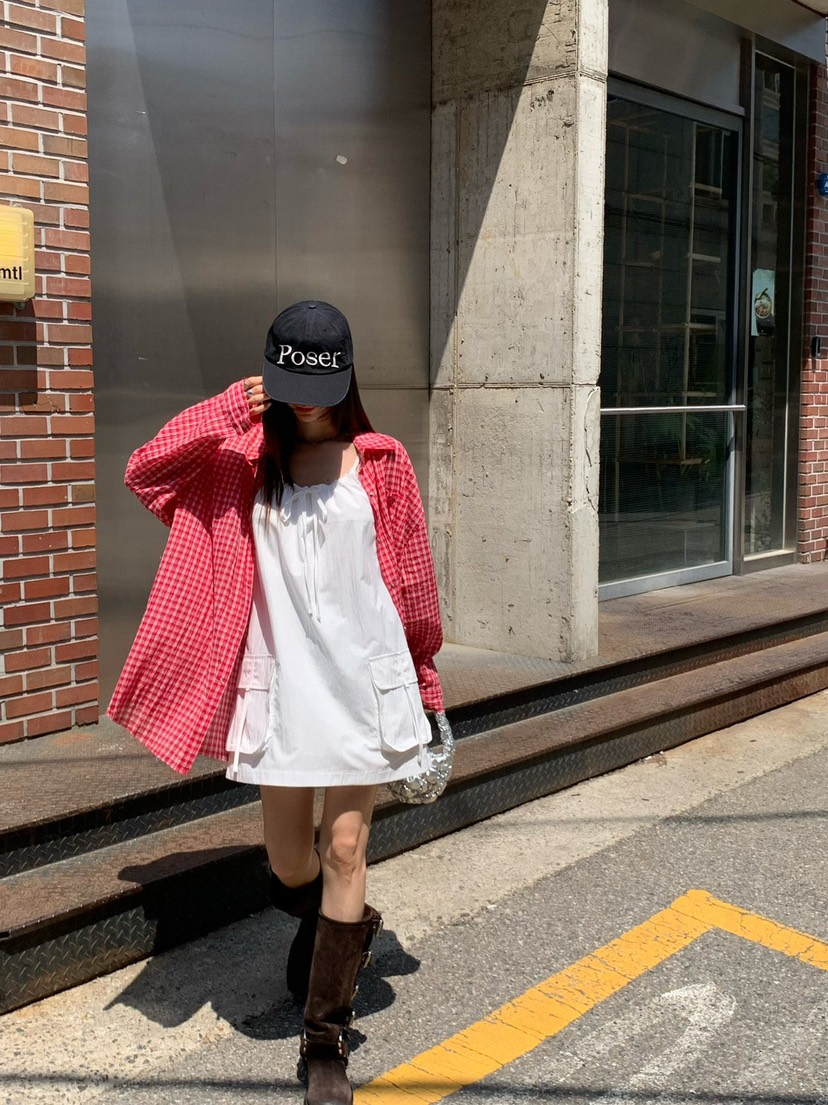 REVE CITE-L東大門代購女士新品休閑推薦25春夏襯衫蕾絲衫格紋REVE CITE襯衫/蕾絲衫圖色2