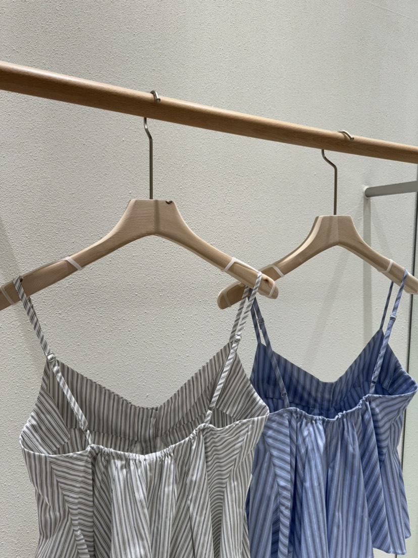MARKE-P韓國直郵女裝新品25春夏休閑真品吊帶背心褶皺條紋MARKE-P吊帶/背心