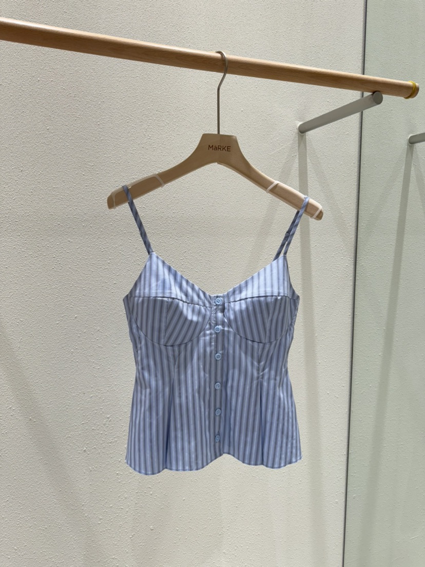 MARKE-P韓國直郵女裝新品25春夏休閑真品吊帶背心褶皺條紋MARKE-P吊帶/背心圖色2