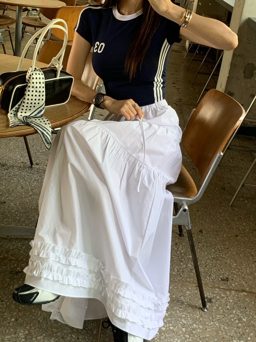 REVE CITE-L韓國直郵女裝新品休閑人氣時尚推薦長裙荷葉邊REVE CITE長裙