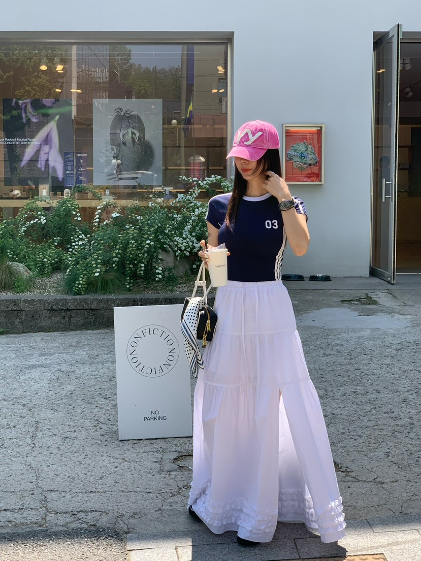 REVE CITE-L韓國直郵女裝新品休閑人氣時尚推薦長裙荷葉邊REVE CITE長裙