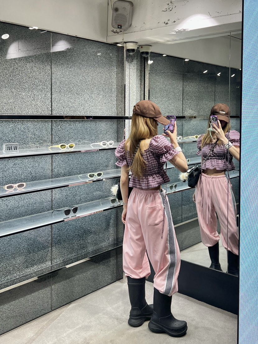 ZEROZERO東大門代購女士新款時尚25春夏襯衫蕾絲衫格紋寬松ZEROZERO襯衫/蕾絲衫