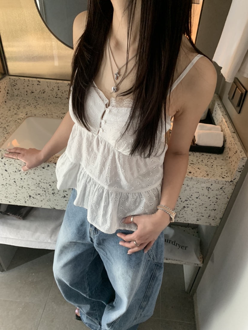 BADCALM東大門代購女裝新品時尚熱賣25春夏推薦吊帶背心刺繡BADCALM吊帶/背心
