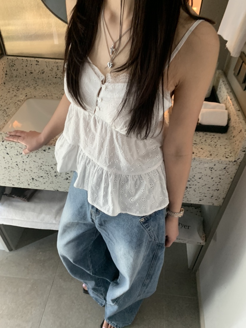 BADCALM東大門代購女裝新品時尚熱賣25春夏推薦吊帶背心刺繡BADCALM吊帶/背心