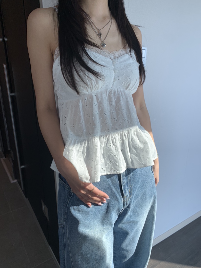 BADCALM東大門代購女裝新品時尚熱賣25春夏推薦吊帶背心刺繡BADCALM吊帶/背心