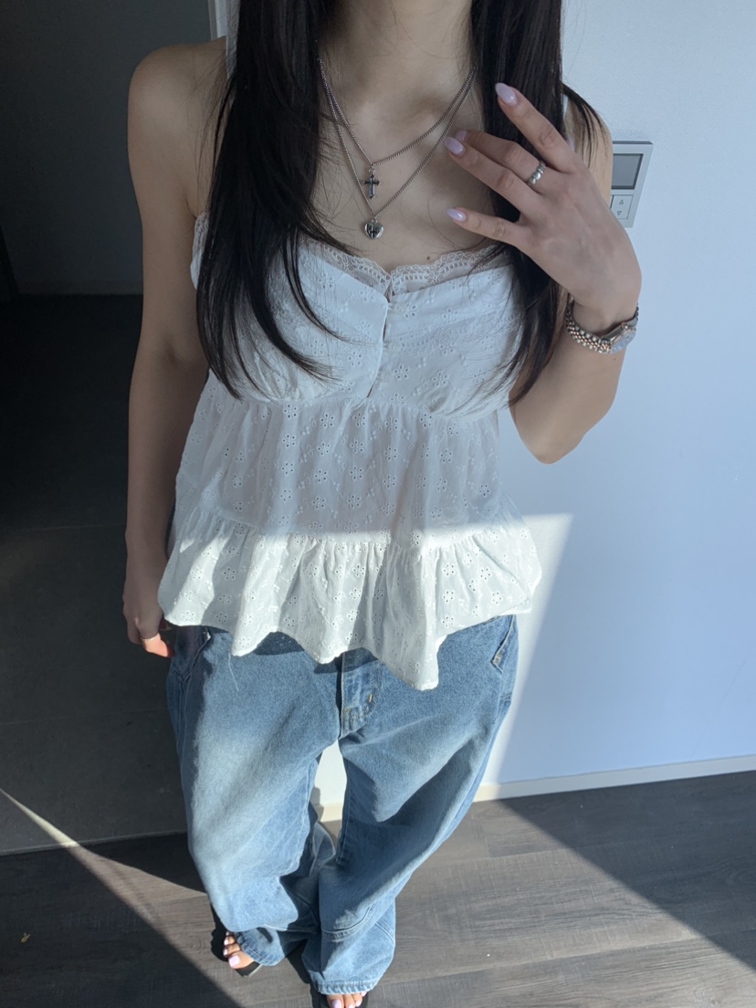 BADCALM東大門代購女裝新品時尚熱賣25春夏推薦吊帶背心刺繡BADCALM吊帶/背心