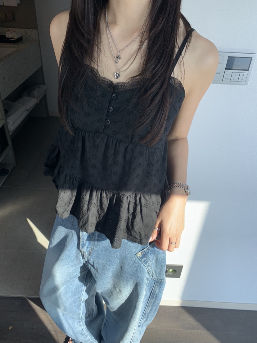 BADCALM東大門代購女裝新品時尚熱賣25春夏推薦吊帶背心刺繡BADCALM吊帶/背心