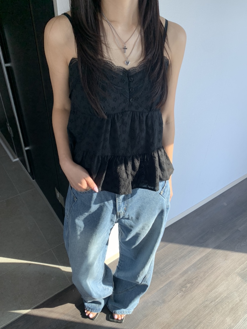 BADCALM東大門代購女裝新品時尚熱賣25春夏推薦吊帶背心刺繡BADCALM吊帶/背心