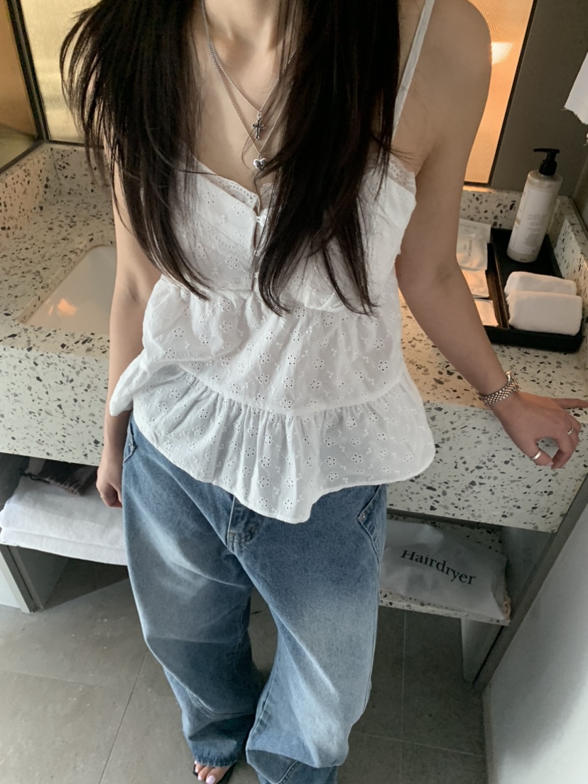 BADCALM東大門代購女裝新品時尚熱賣25春夏推薦吊帶背心刺繡BADCALM吊帶/背心