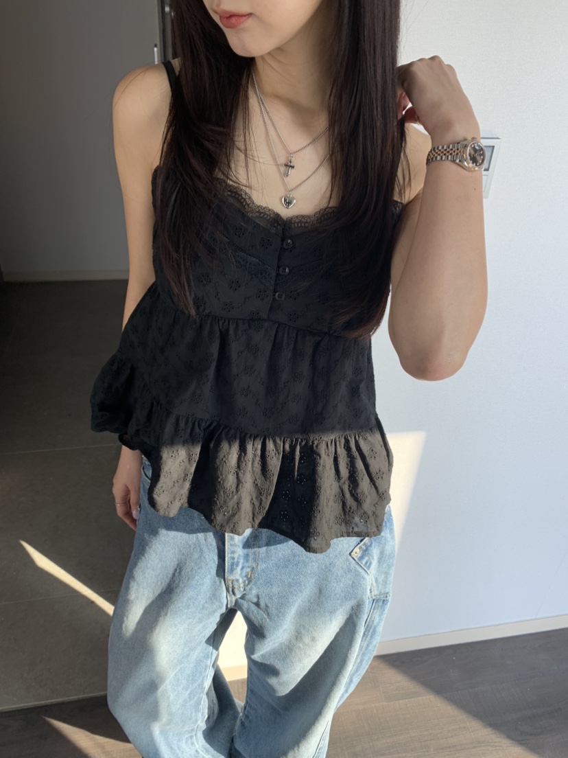 BADCALM東大門代購女裝新品時尚熱賣25春夏推薦吊帶背心刺繡BADCALM吊帶/背心圖色2