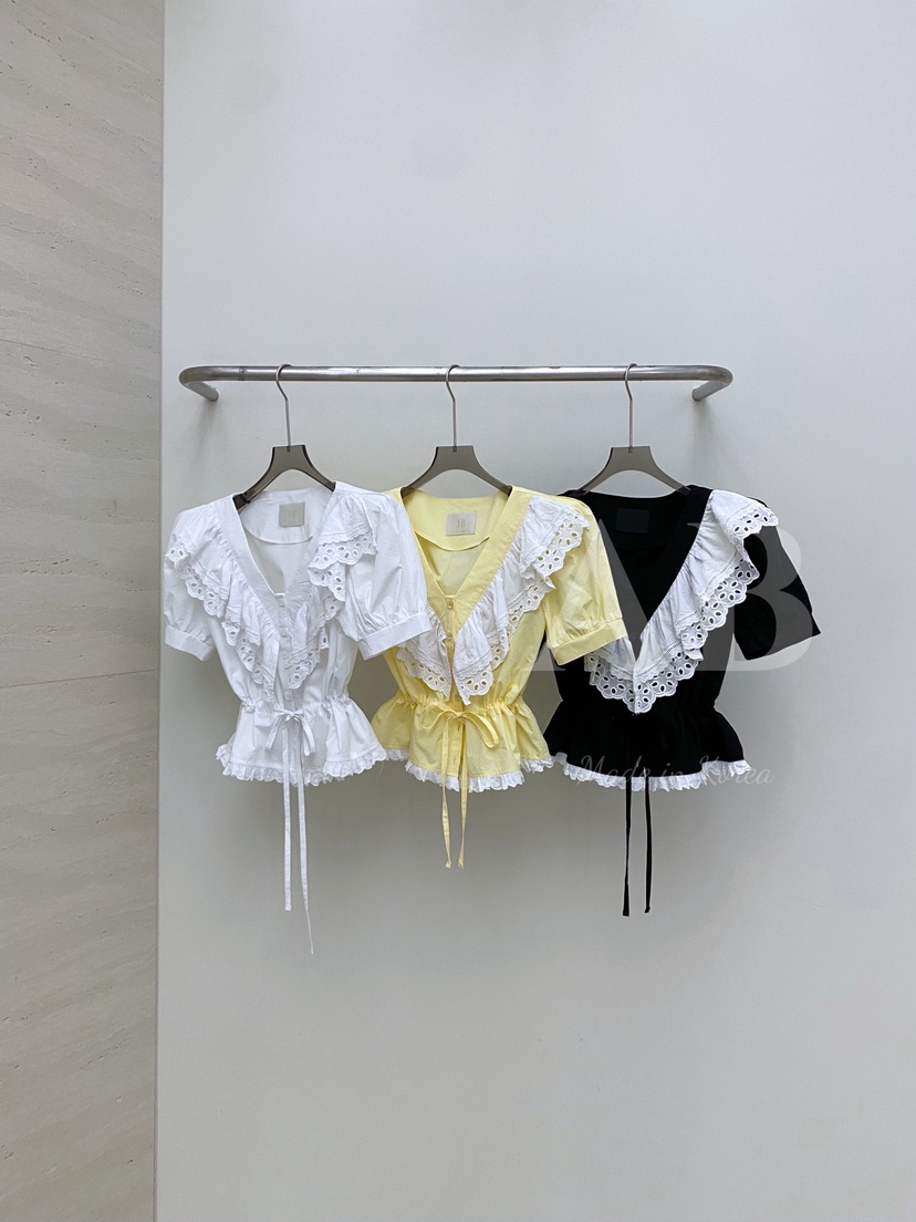 AB韓國代購女裝新款25春夏時尚職業休閑熱賣真品襯衫蕾絲衫AB襯衫/蕾絲衫