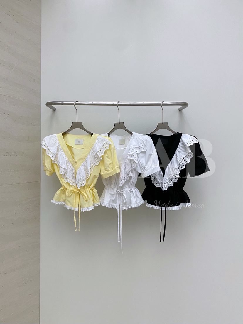 AB韓國代購女裝新款25春夏時尚職業休閑熱賣真品襯衫蕾絲衫AB襯衫/蕾絲衫