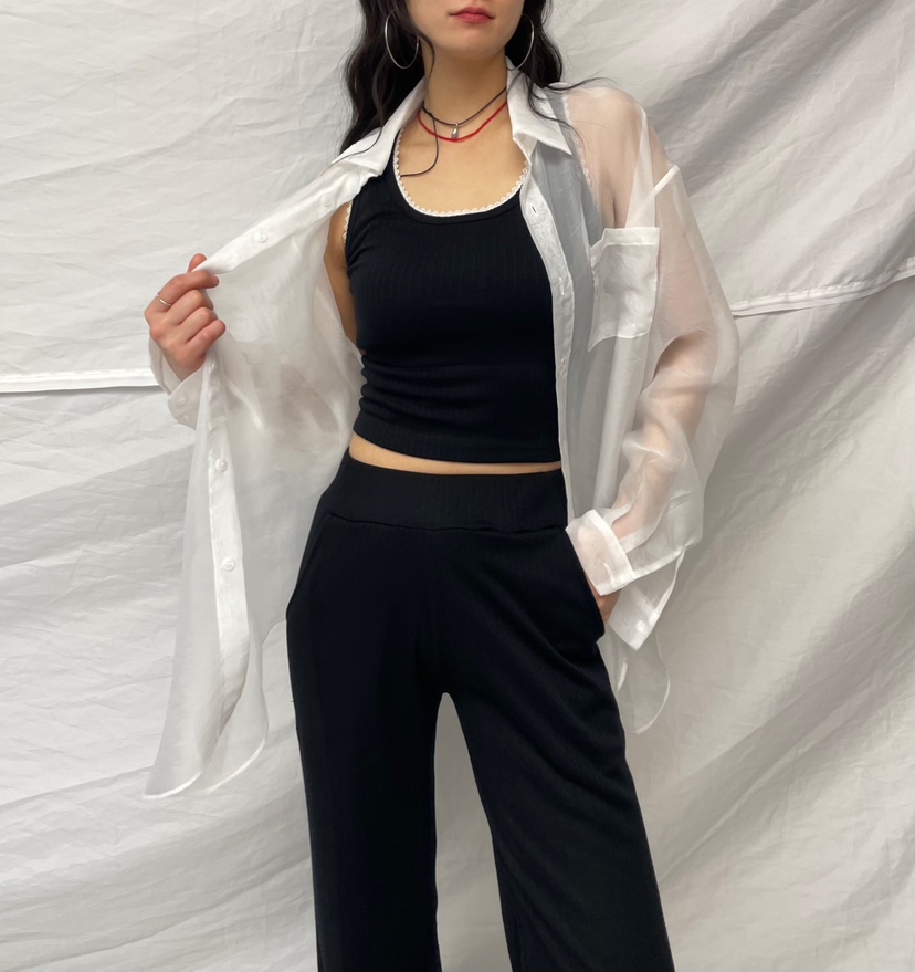 PAIRING東大門代購女士新款熱賣時尚襯衫蕾絲衫不含內搭透明PAIRING襯衫/蕾絲衫