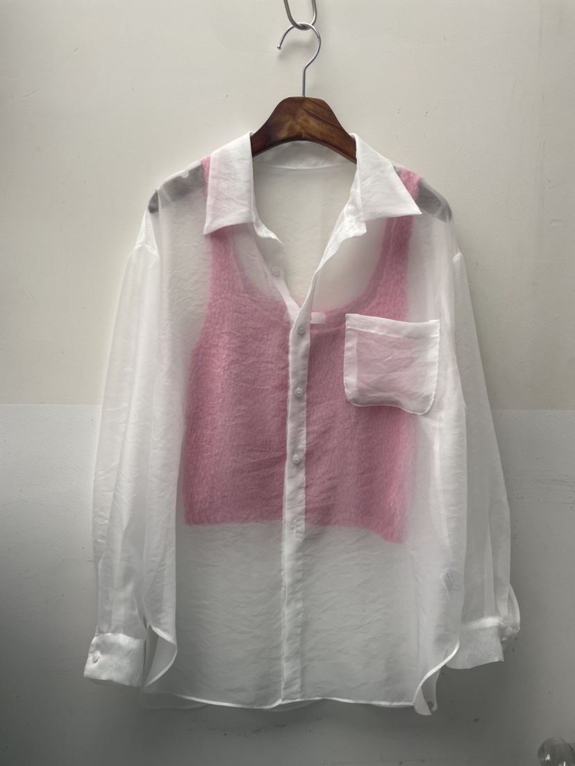 PAIRING東大門代購女士新款熱賣時尚襯衫蕾絲衫不含內搭透明PAIRING襯衫/蕾絲衫