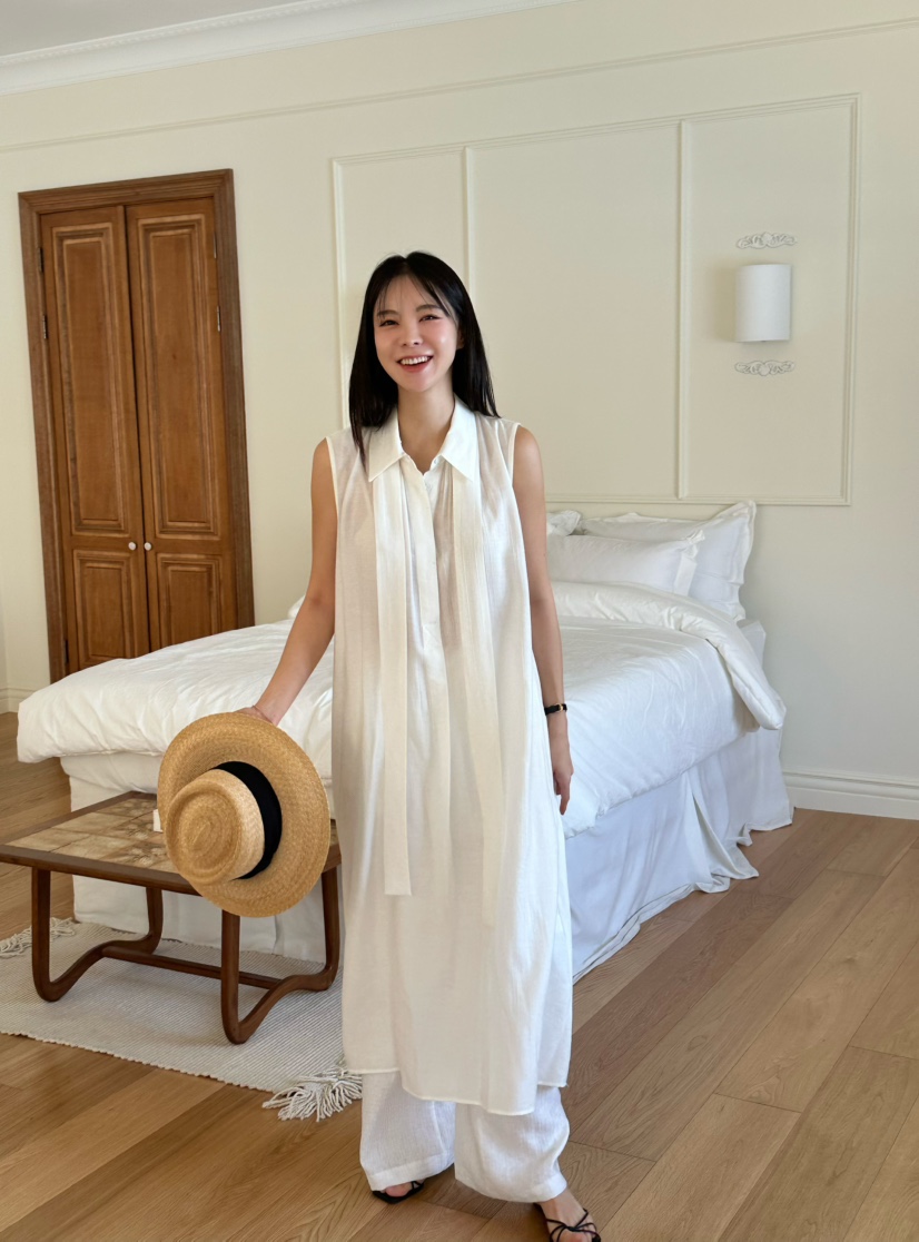 LE VASE東大門代購女士新品25春夏時尚推薦人氣連衣裙含腰帶LE VASE連衣裙