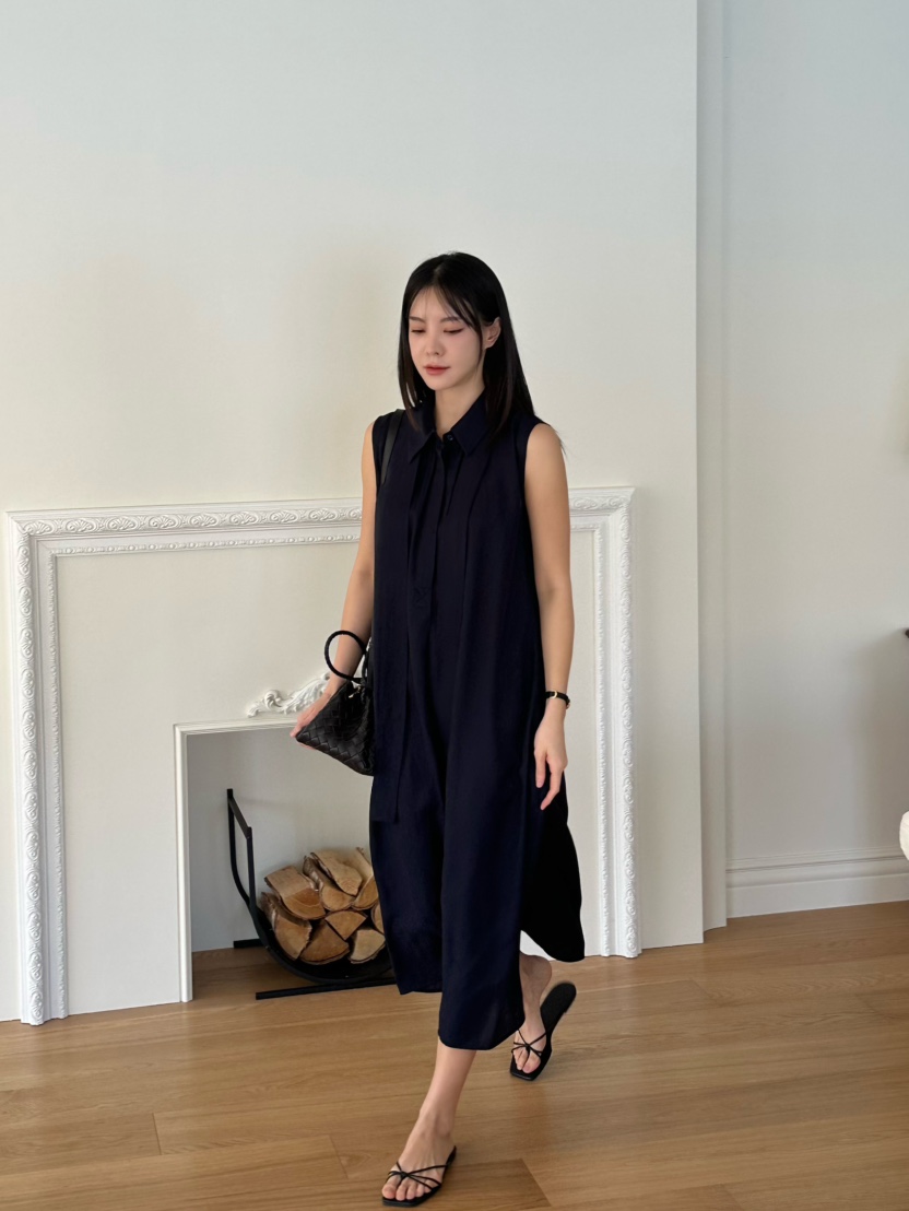 LE VASE東大門代購女士新品25春夏時尚推薦人氣連衣裙含腰帶LE VASE連衣裙