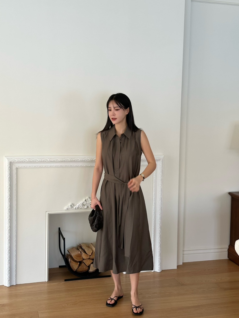 LE VASE東大門代購女士新品25春夏時尚推薦人氣連衣裙含腰帶LE VASE連衣裙