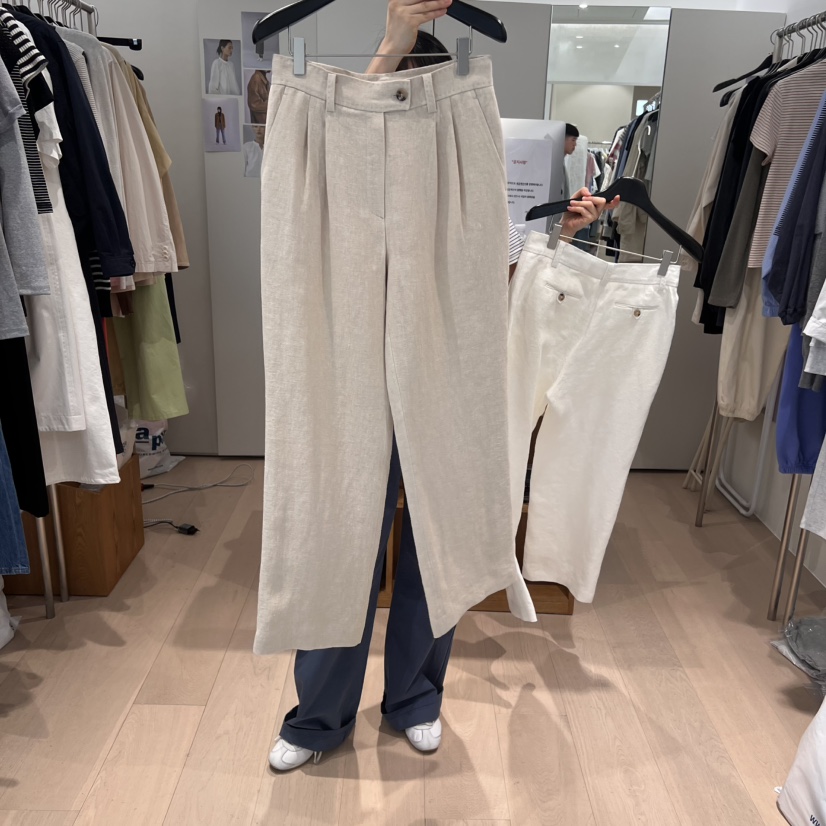 THE TARDUST韓國直郵女士新款休閑熱賣真品25春夏休閑褲亞麻THE TARDUST休閑褲圖色2
