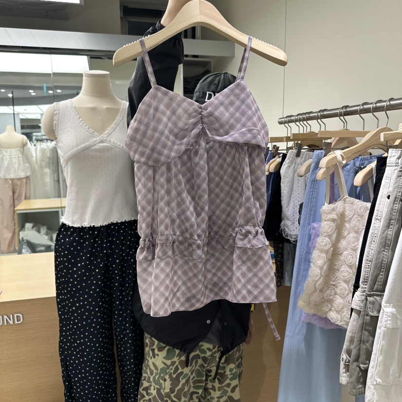 HOME GROUND韓國㊣直郵東大門代購女裝新款推薦吊帶背心雪紡緊身HOME GROUND吊帶/背心