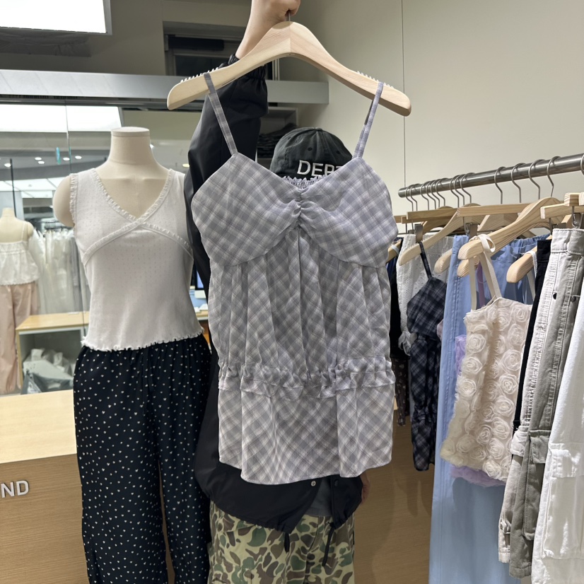HOME GROUND韓國㊣直郵東大門代購女裝新款推薦吊帶背心雪紡緊身HOME GROUND吊帶/背心圖色2