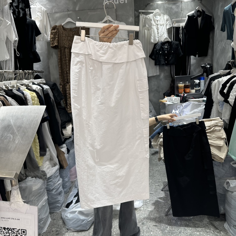 A-DEL直郵韓國代購㊣女裝新品人氣熱賣休閑推薦25春夏長裙口袋A-DEL長裙