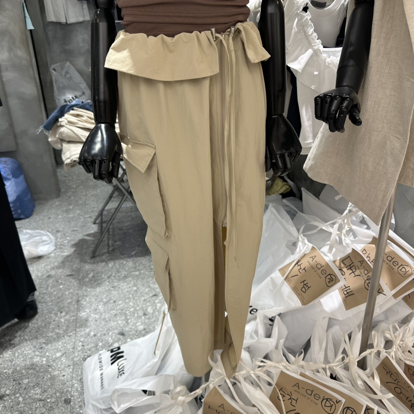 A-DEL直郵韓國代購㊣女裝新品人氣熱賣休閑推薦25春夏長裙口袋A-DEL長裙