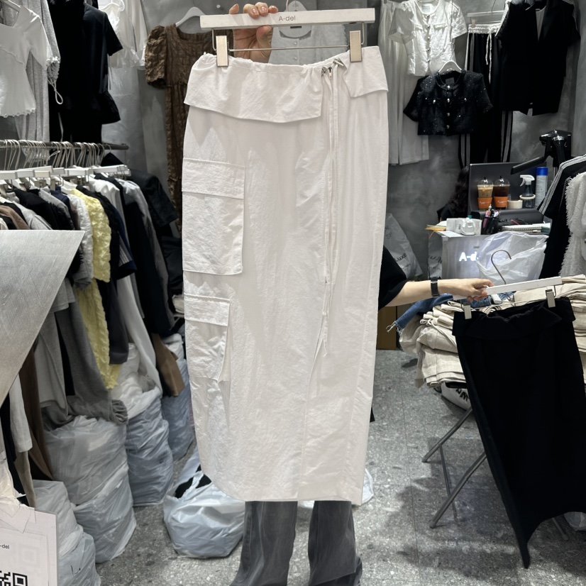A-DEL直郵韓國代購㊣女裝新品人氣熱賣休閑推薦25春夏長裙口袋A-DEL長裙圖色2
