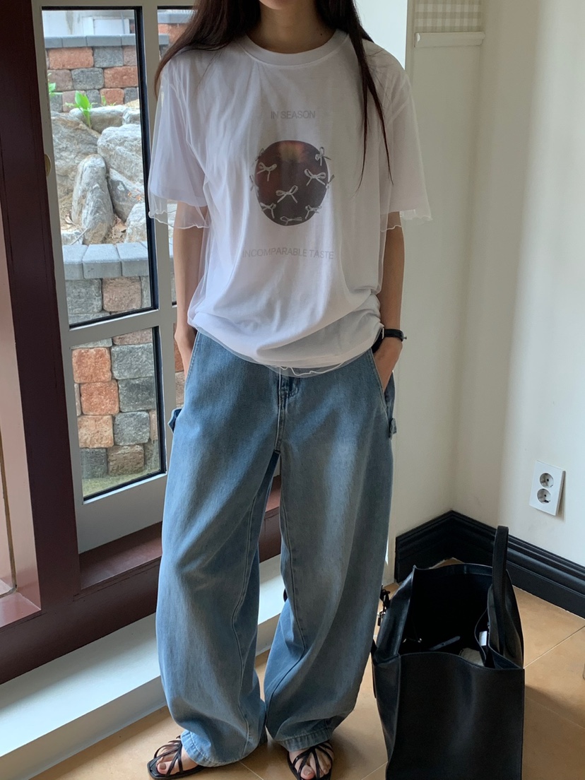 RIVER RAIN韓國㊣直郵東大門代購女裝新品熱賣休閑25春夏T恤RIVER RAINT恤