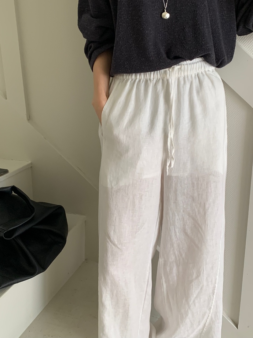 RIVER RAIN直郵韓國代購㊣女裝新品休閑25春夏休閑褲亞麻布RIVER RAIN休閑褲