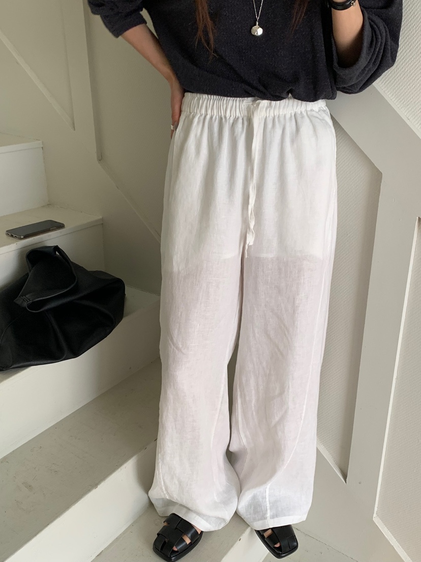 RIVER RAIN直郵韓國代購㊣女裝新品休閑25春夏休閑褲亞麻布RIVER RAIN休閑褲